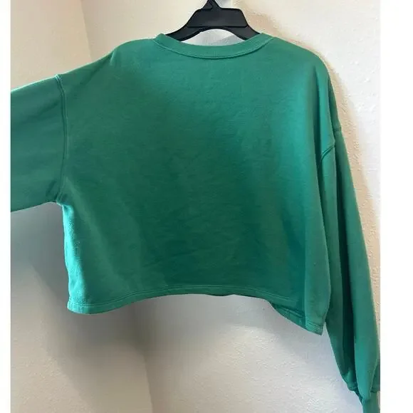 Hello Kitty Sanrio Athletic Cropped Crew Neck Kelly Green Tennis Sweater Sz XL - Picture 6 of 9